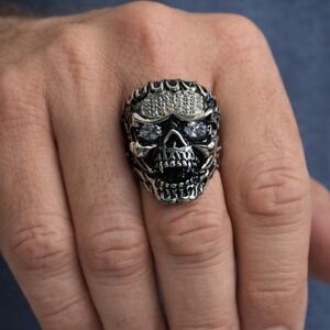Men's Silver Skull Statement Ring